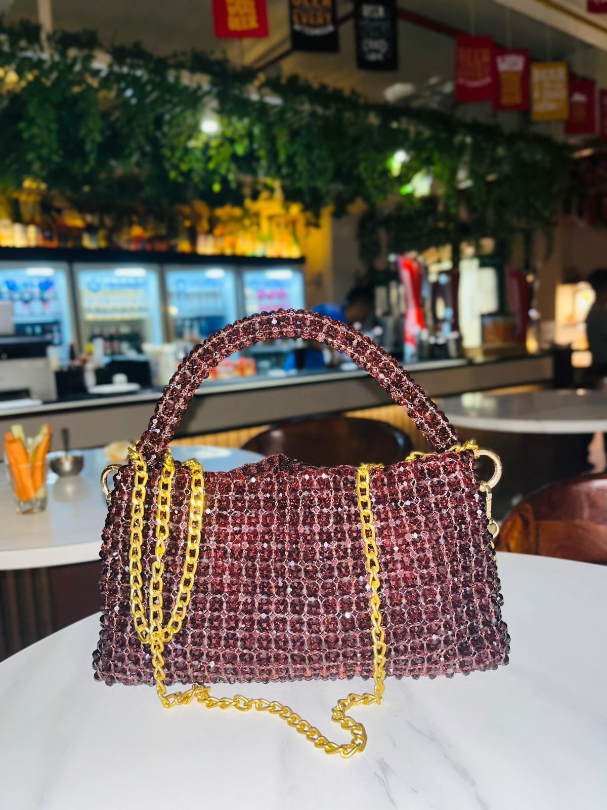 Brown crystal bag